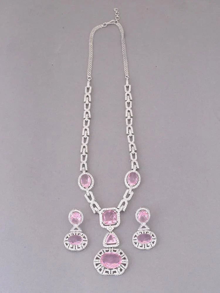 PINK DEMELZA ZIRCONIA JEWELLERY SET