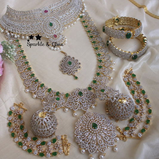 Green Rose gold Necklace Full set chocker